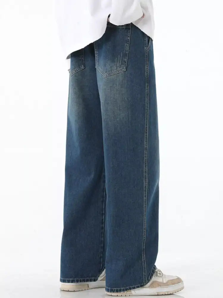 Men’s Full Size Wide Leg Drawstring Jeans Plus