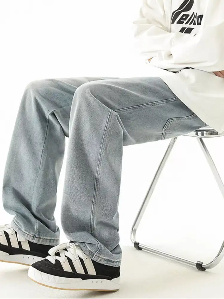 Men’s Full Size Wide Leg Drawstring Jeans Plus