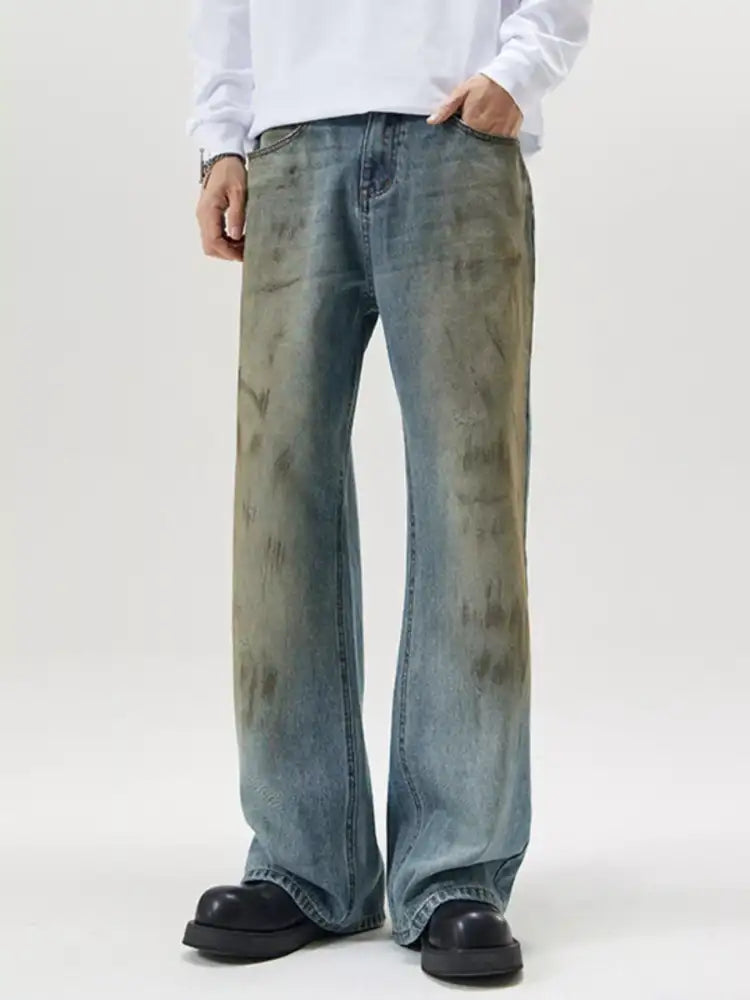 Men’s Full Size Wide Leg Relaxed Fit Jeans Plus