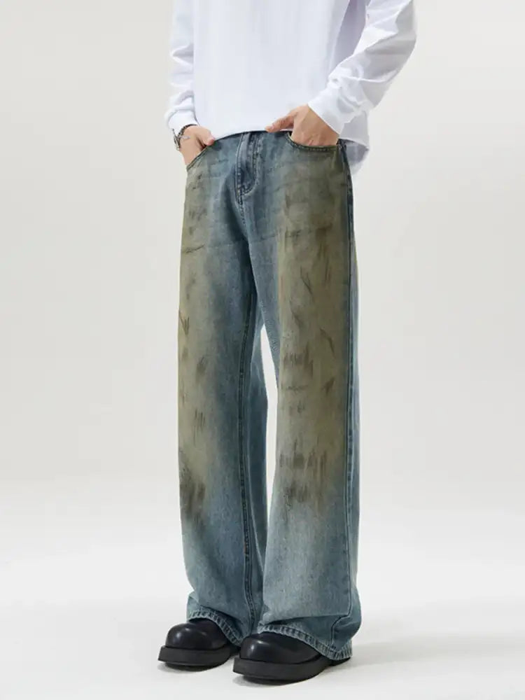 Men’s Full Size Wide Leg Relaxed Fit Jeans Plus