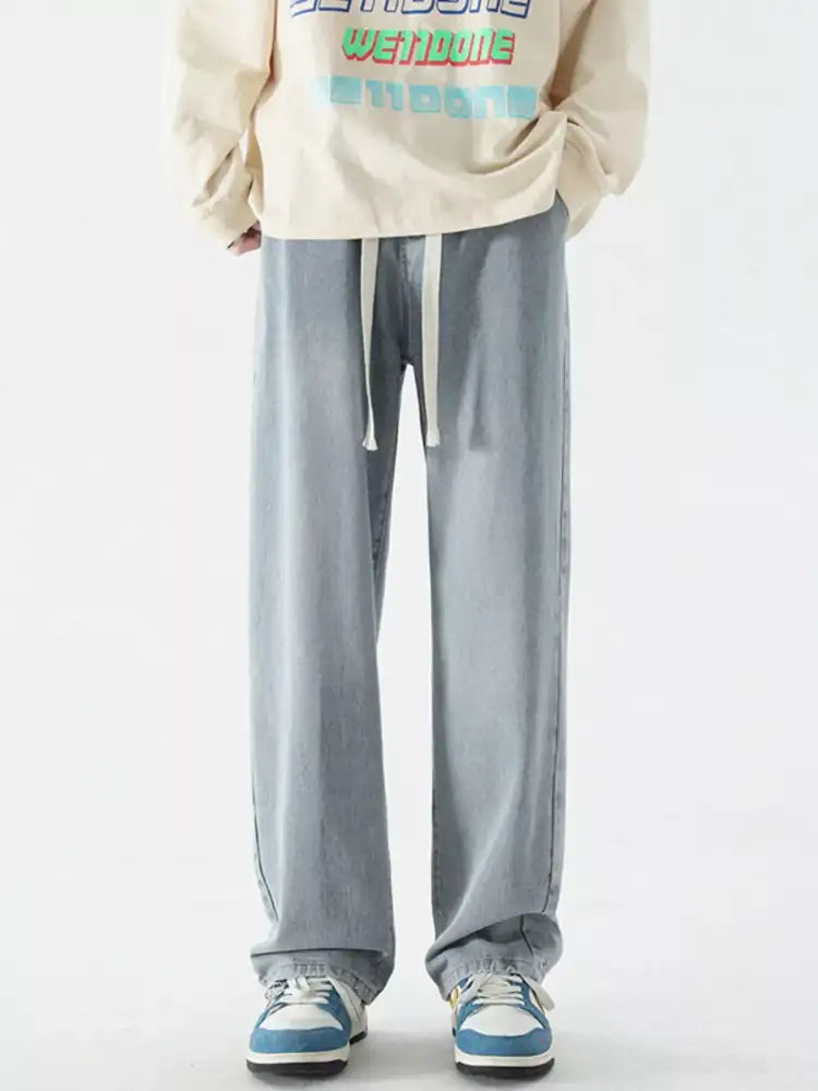 Men’s Full Size Wide Leg Relaxed Fit Vintage Wash Jeans Plus