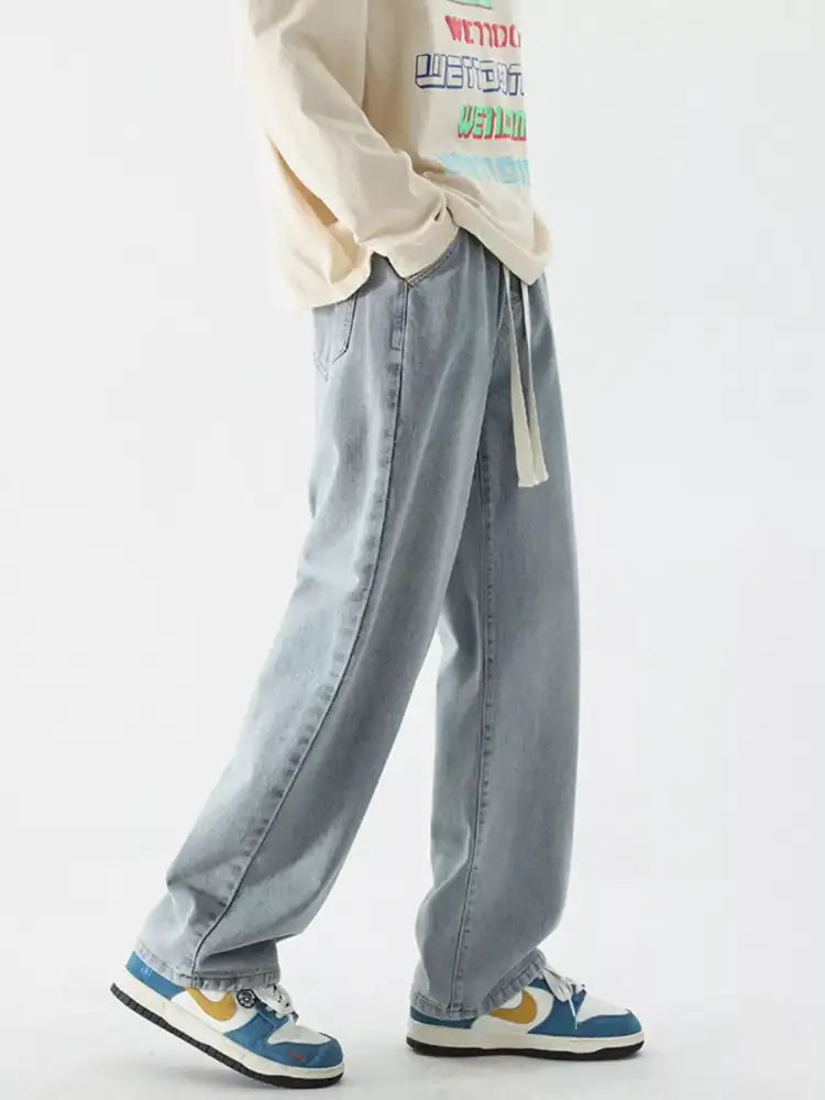 Men’s Full Size Wide Leg Relaxed Fit Vintage Wash Jeans Plus