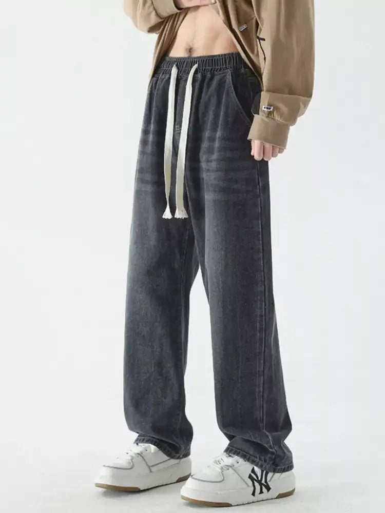 Men’s Full Size Wide Leg Relaxed Fit Vintage Wash Jeans Plus