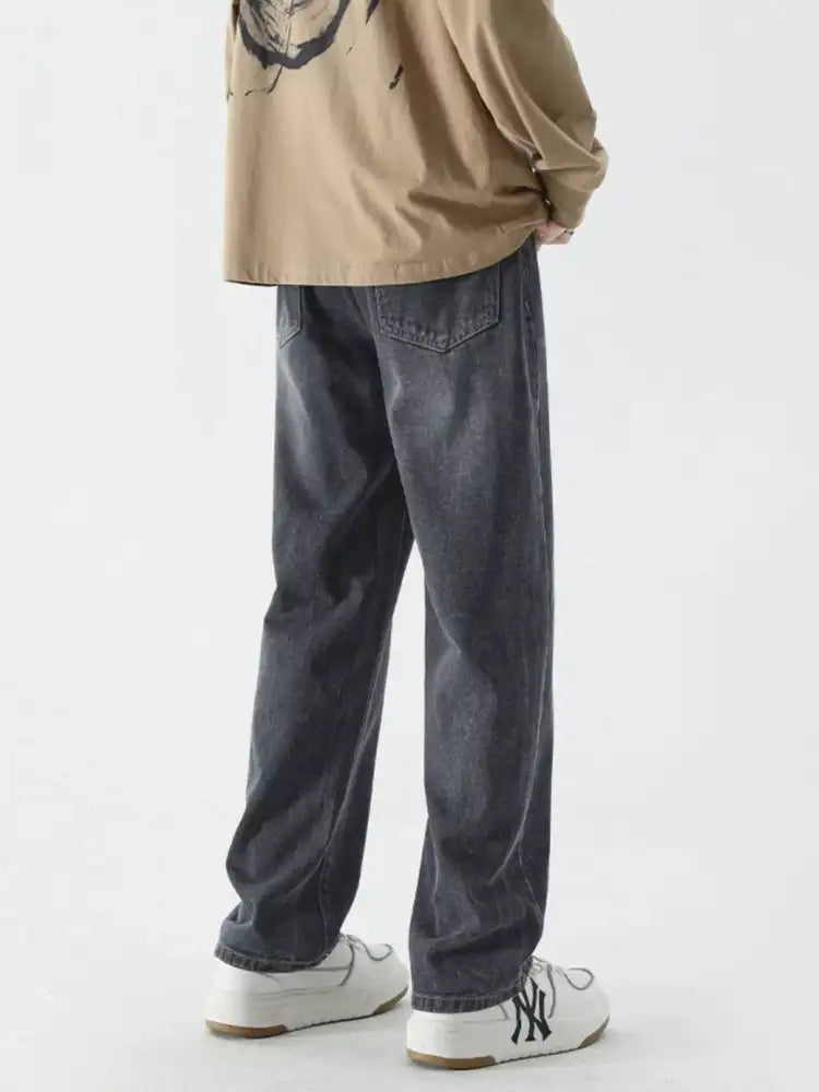 Men’s Full Size Wide Leg Relaxed Fit Vintage Wash Jeans Plus