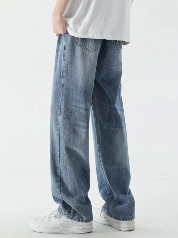 Men’s Full Size Wide Leg Relaxed Fit Vintage Wash Jeans Plus