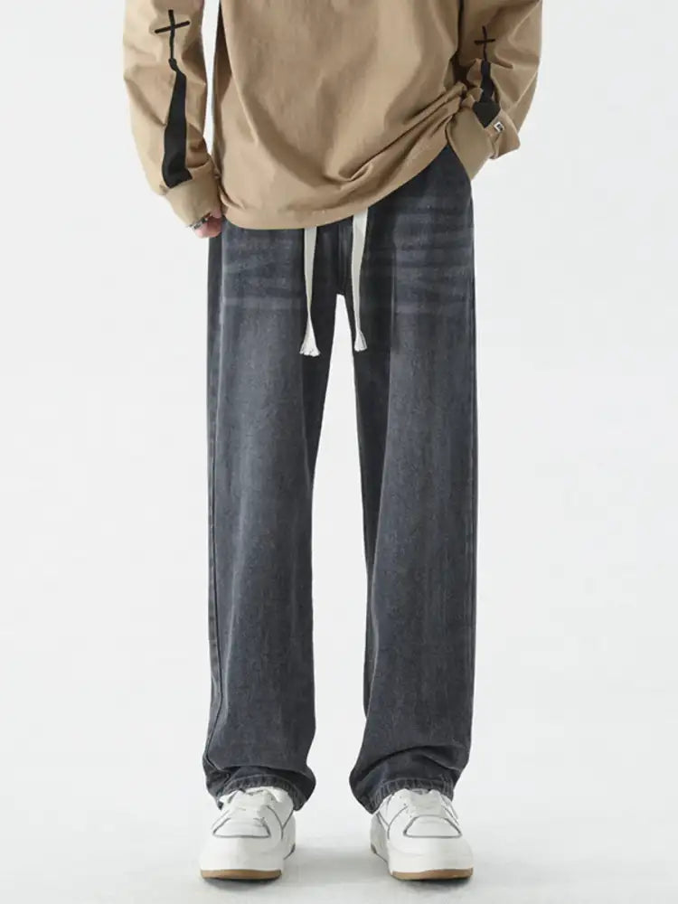 Men’s Full Size Wide Leg Relaxed Fit Vintage Wash Jeans Plus