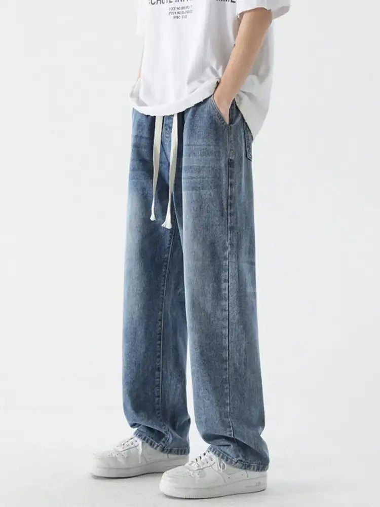 Men’s Full Size Wide Leg Relaxed Fit Vintage Wash Jeans Plus