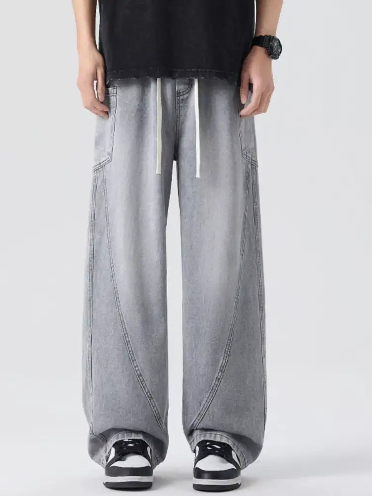 Men’s Full Size Wide Leg Wash Denim Jeans Plus