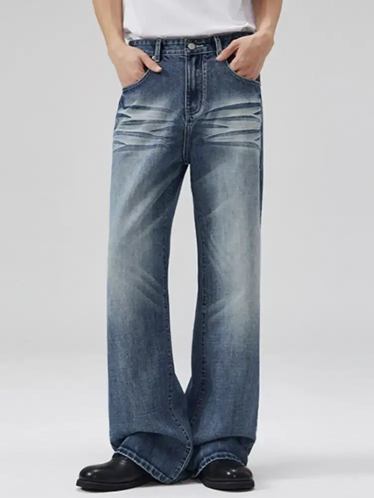 Men’s Full Size Wide Leg Wash Jeans Plus