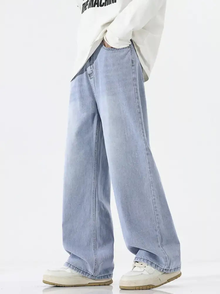 Men’s Full Size Wide Leg Wash Jeans Plus