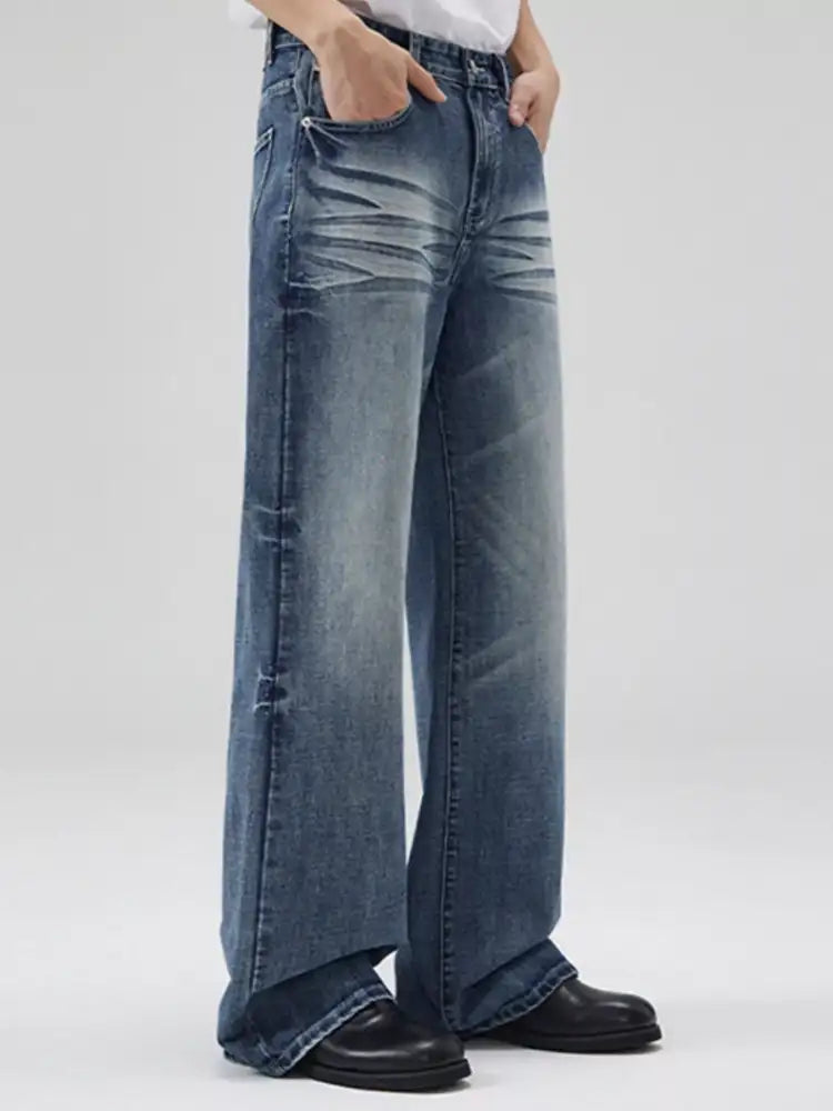 Men’s Full Size Wide Leg Wash Jeans Plus
