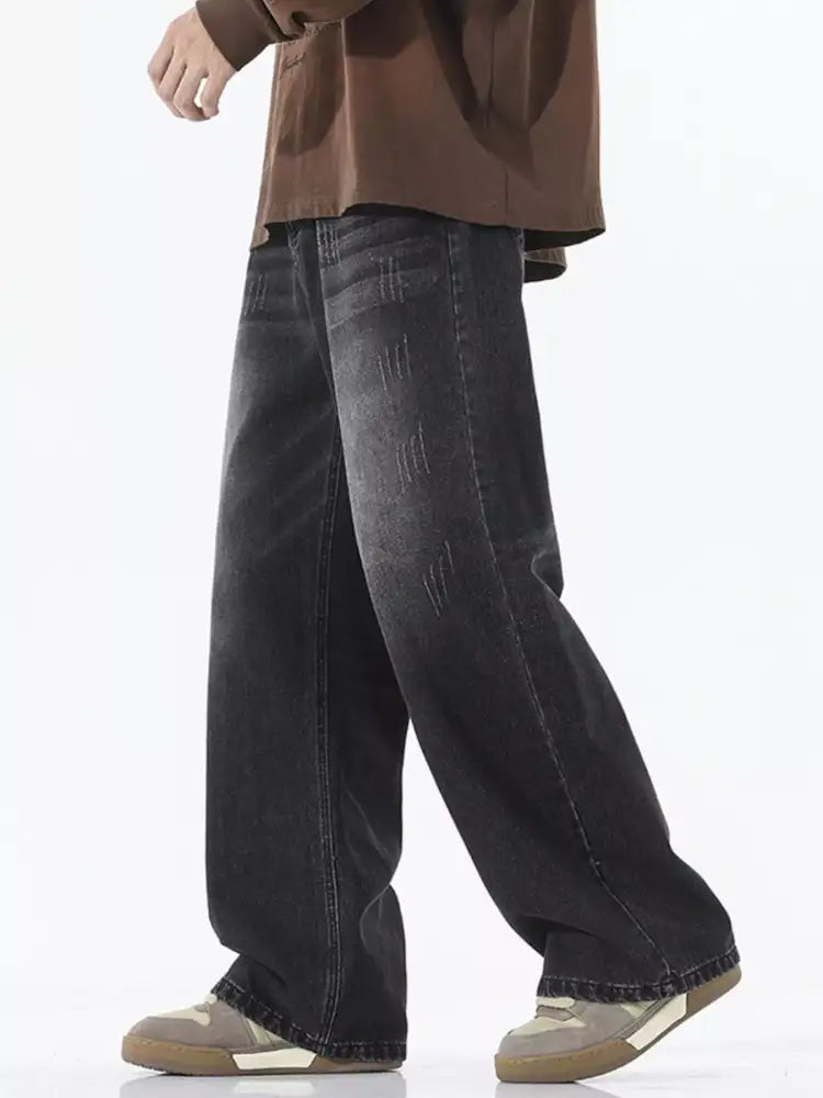 Men’s Full Size Wide Leg Wash Jeans Plus