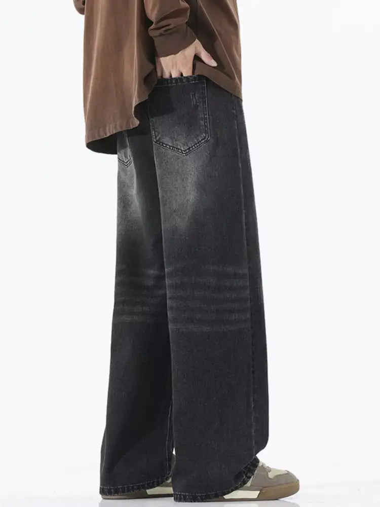 Men’s Full Size Wide Leg Wash Jeans Plus