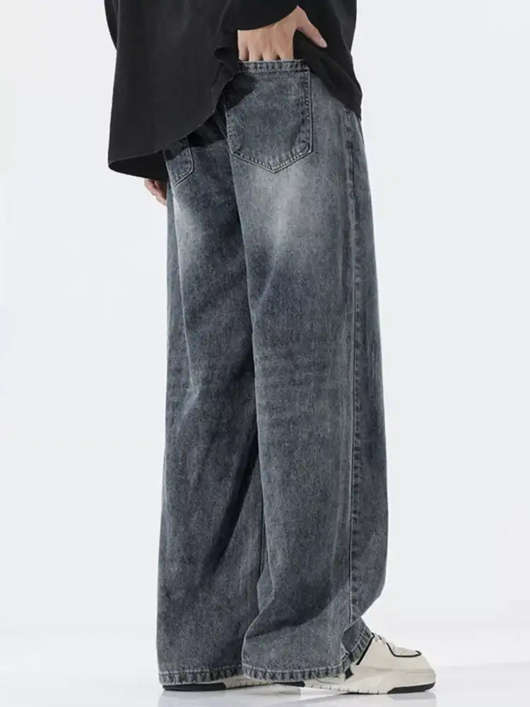 Men’s Full Size Wide Leg Wash Jeans Plus