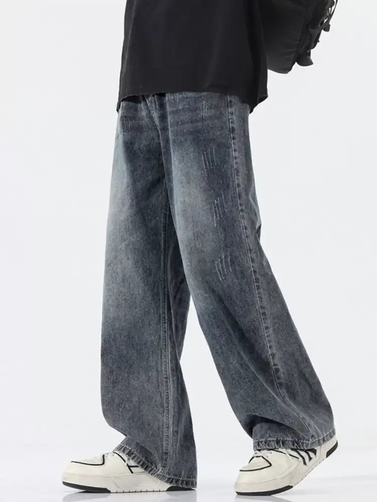 Men’s Full Size Wide Leg Wash Jeans Plus