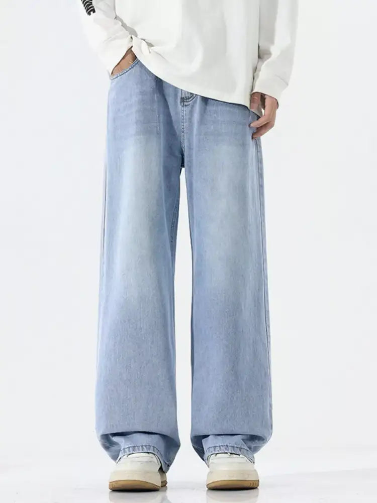 Men’s Full Size Wide Leg Wash Jeans Plus