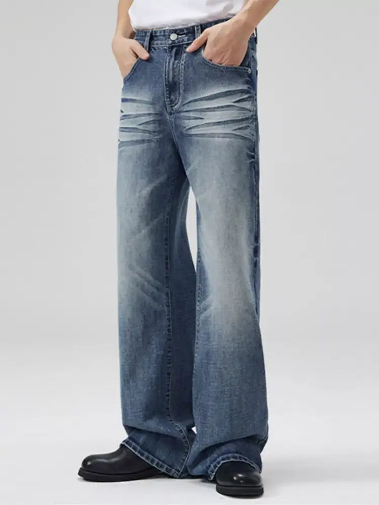 Men’s Full Size Wide Leg Wash Jeans Plus