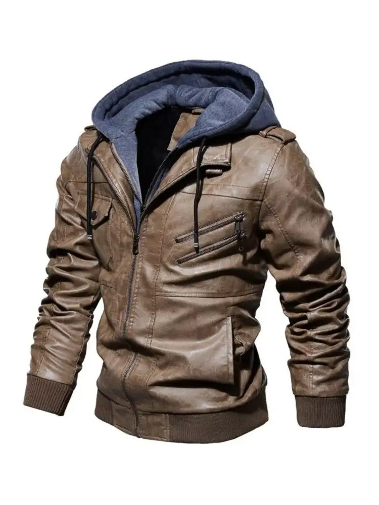 Men’s Full Size Zip Up Drawstring Hooded Jacket Plus