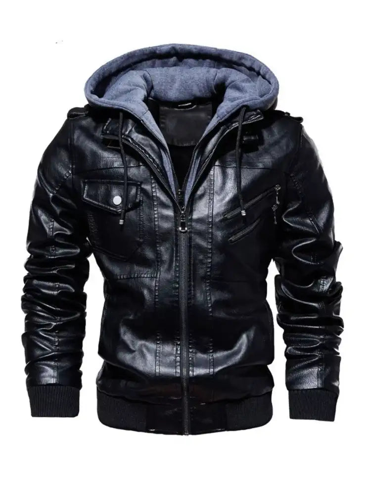 Men’s Full Size Zip Up Drawstring Hooded Jacket Plus