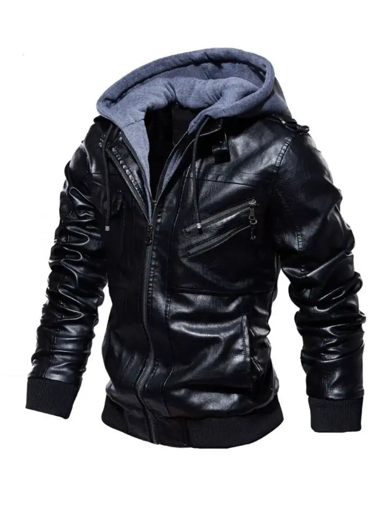 Men’s Full Size Zip Up Drawstring Hooded Jacket Plus