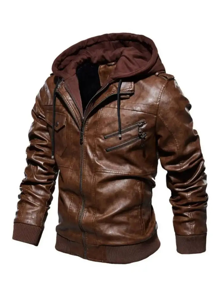 Men’s Full Size Zip Up Drawstring Hooded Jacket Plus