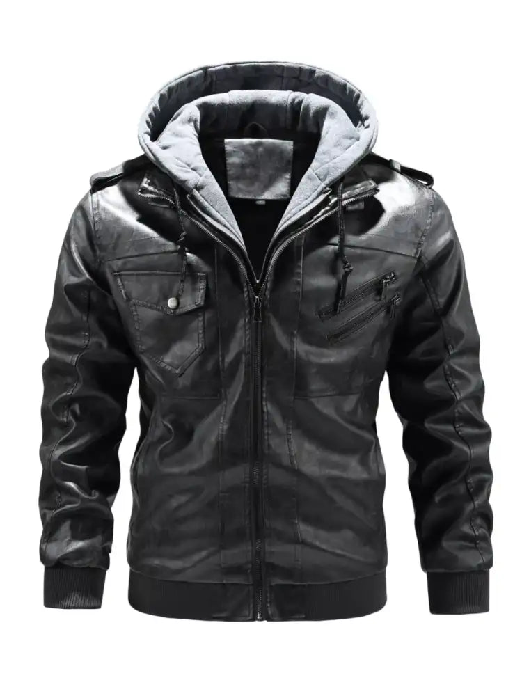 Men’s Full Size Zip Up Drawstring Hooded Jacket Plus