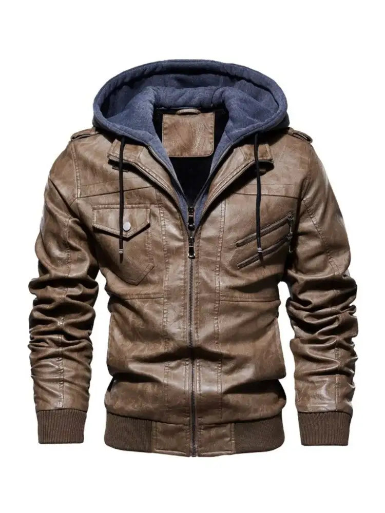 Men’s Full Size Zip Up Drawstring Hooded Jacket Plus