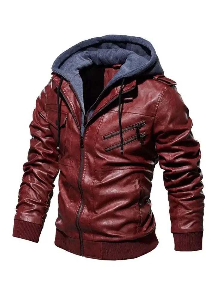 Men’s Full Size Zip Up Drawstring Hooded Jacket Plus