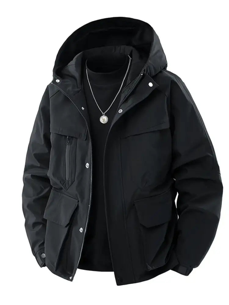 Men’s Full Size Zip Up Long Sleeve Hooded Jacket Plus