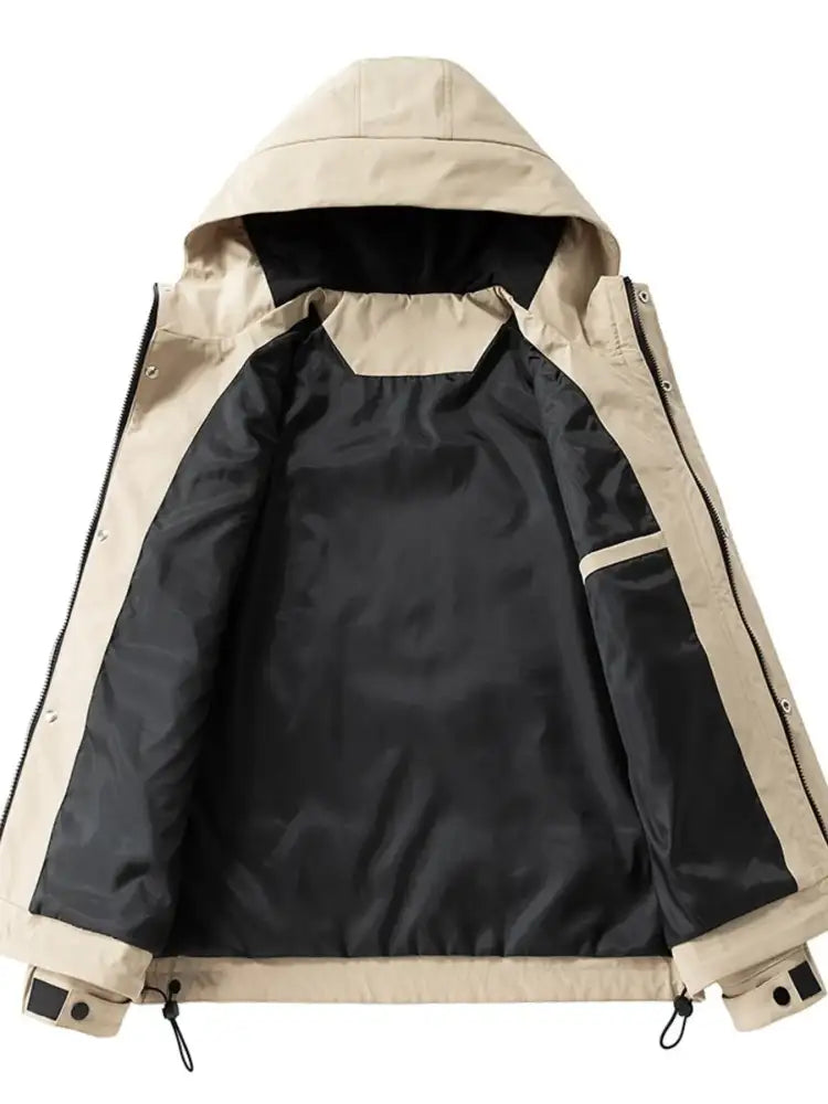 Men’s Full Size Zip Up Long Sleeve Hooded Jacket Plus