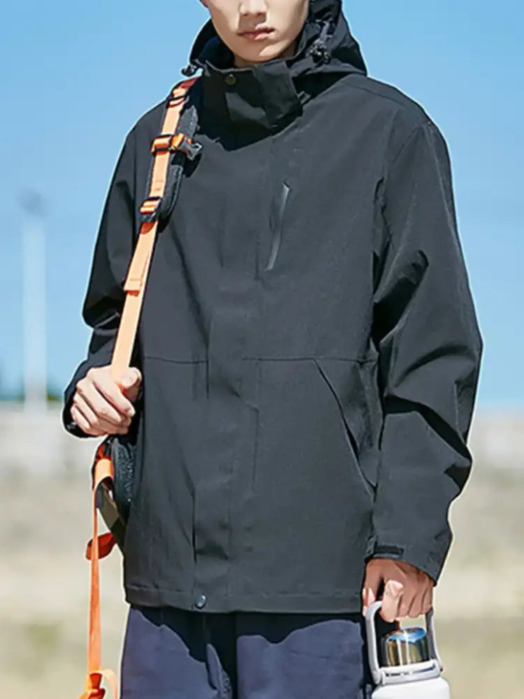 Men’s Full Size Zip Up Long Sleeve Hooded Jacket Plus