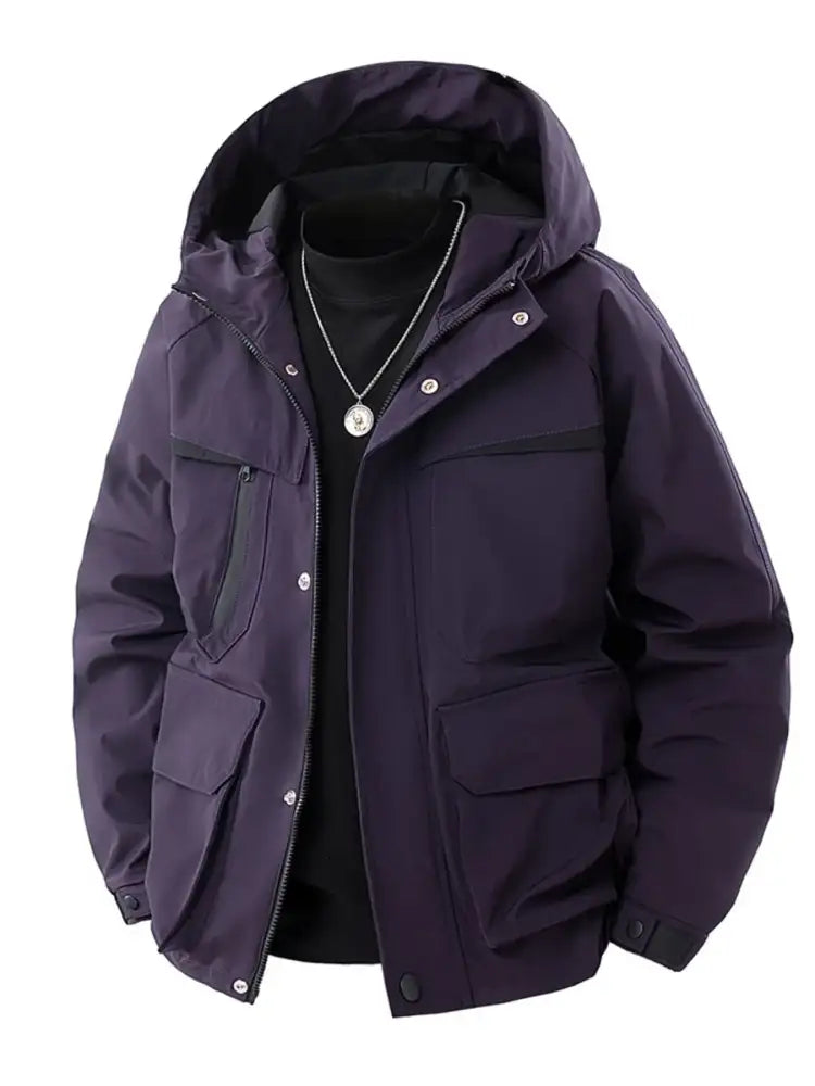 Men’s Full Size Zip Up Long Sleeve Hooded Jacket Plus