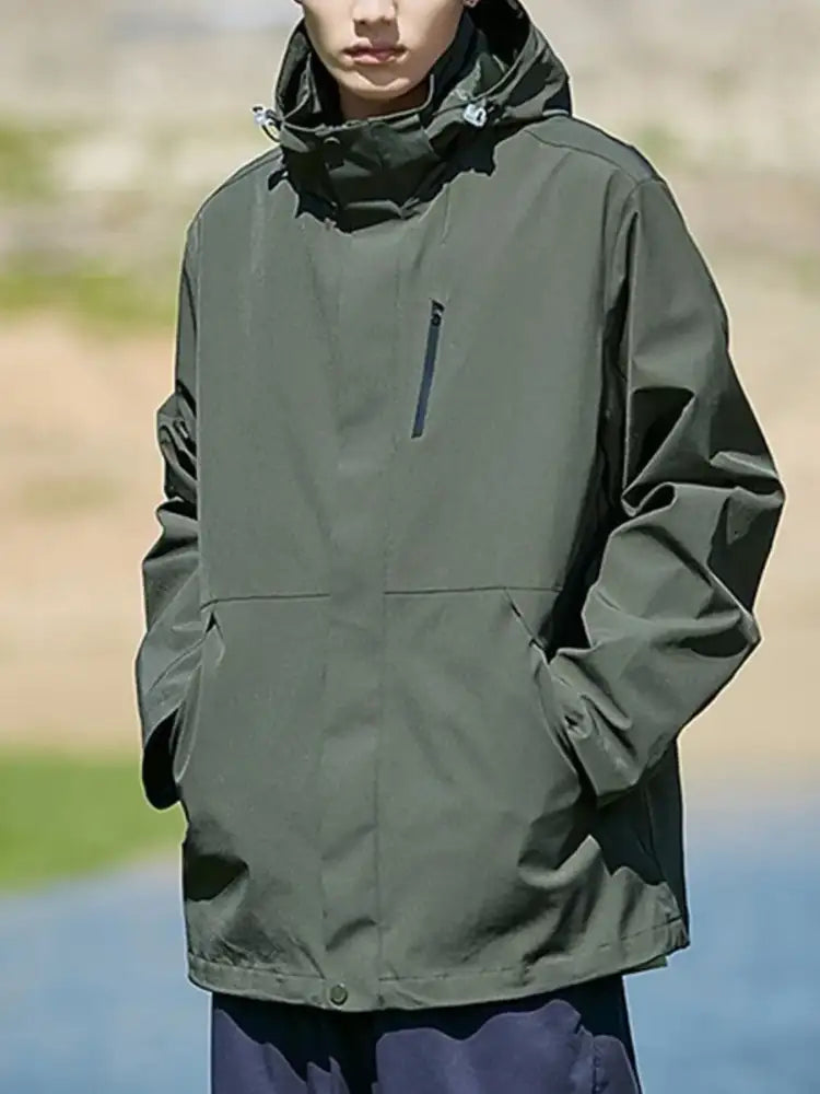 Men’s Full Size Zip Up Long Sleeve Hooded Jacket Plus