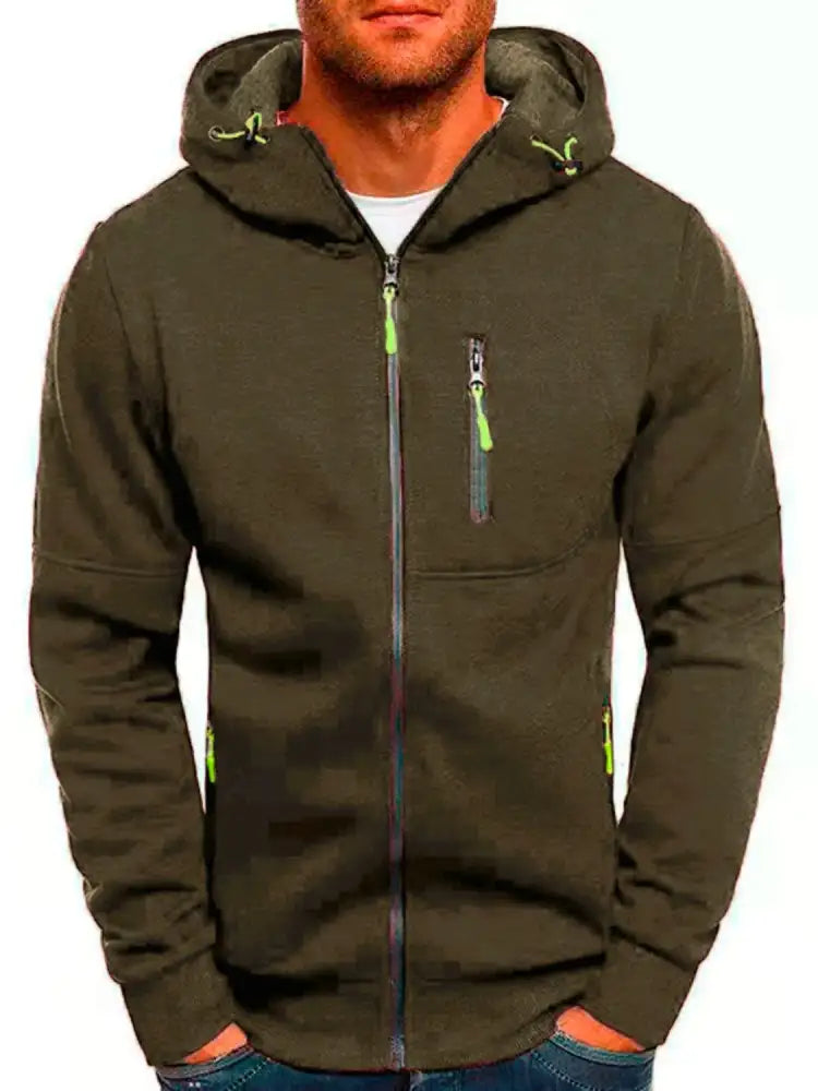 Men’s Full Size Zip Up Long Sleeve Hoodie Plus