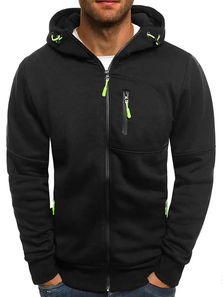 Men’s Full Size Zip Up Long Sleeve Hoodie Plus