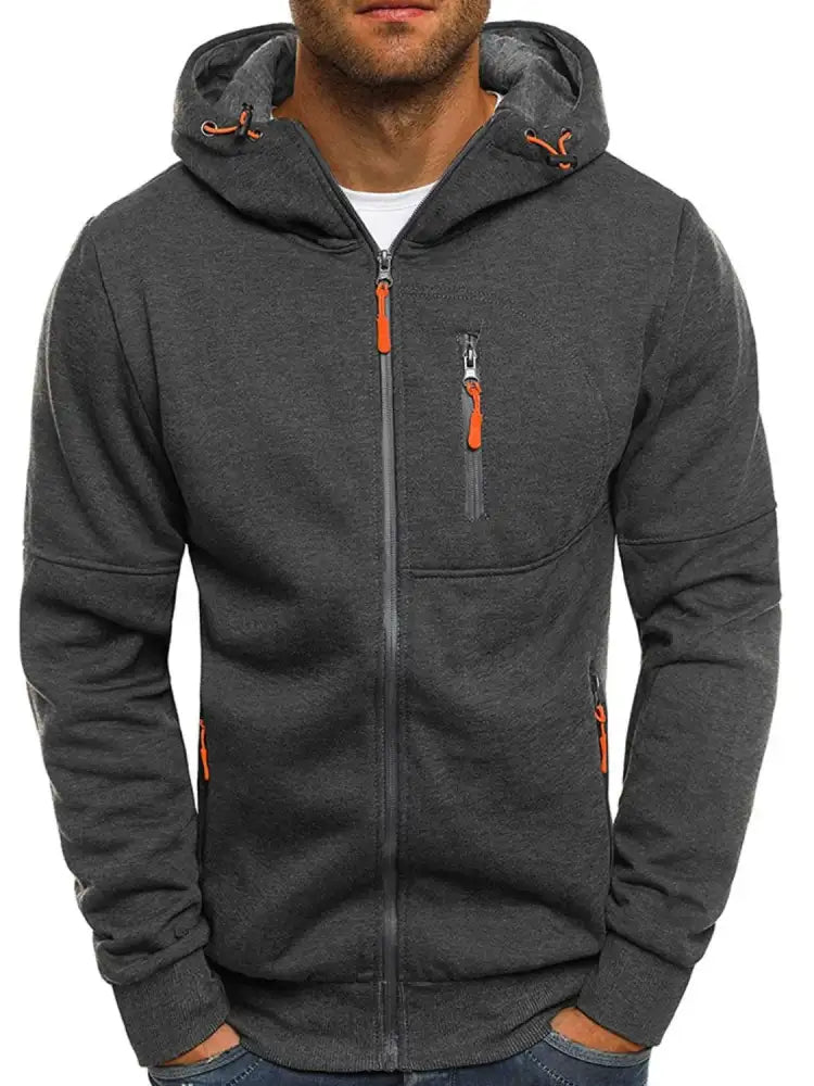 Men’s Full Size Zip Up Long Sleeve Hoodie Plus