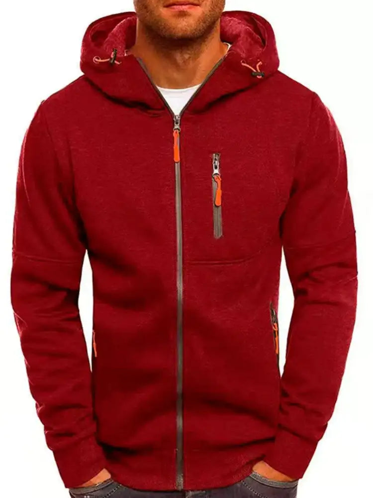 Men’s Full Size Zip Up Long Sleeve Hoodie Plus