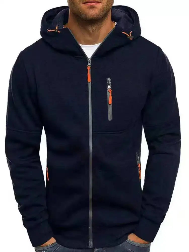 Men’s Full Size Zip Up Long Sleeve Hoodie Plus