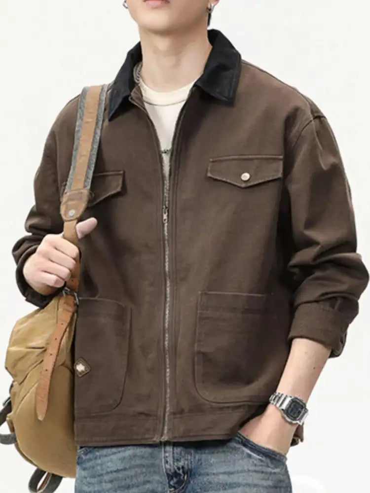 Men’s Full Size Zip-Up Long Sleeve Jacket Plus