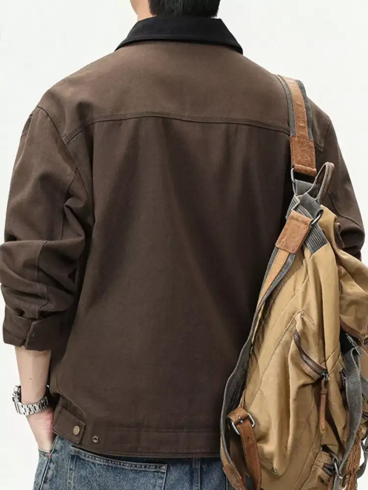 Men’s Full Size Zip-Up Long Sleeve Jacket Plus