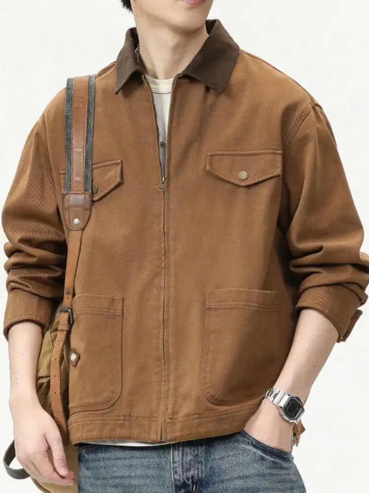 Men’s Full Size Zip-Up Long Sleeve Jacket Plus