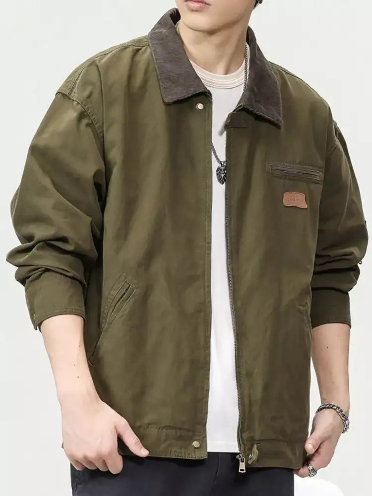 Men’s Full Size Zip UP Long Sleeve Jacket Plus