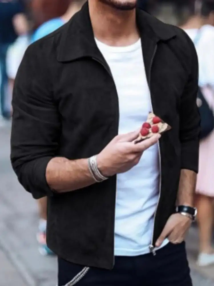 Men’s Full Size Zip Up Long Sleeve Jacket Plus