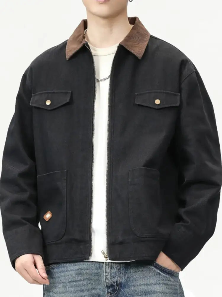 Men’s Full Size Zip-Up Long Sleeve Jacket Plus