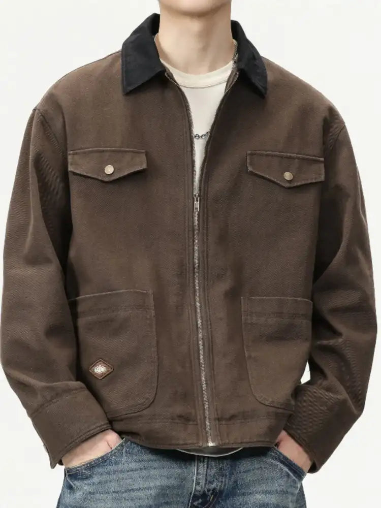 Men’s Full Size Zip-Up Long Sleeve Jacket Plus