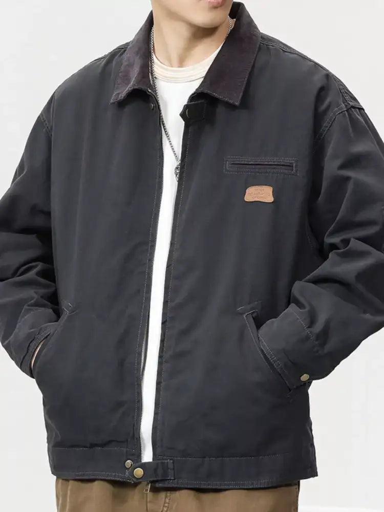 Men’s Full Size Zip UP Long Sleeve Jacket Plus