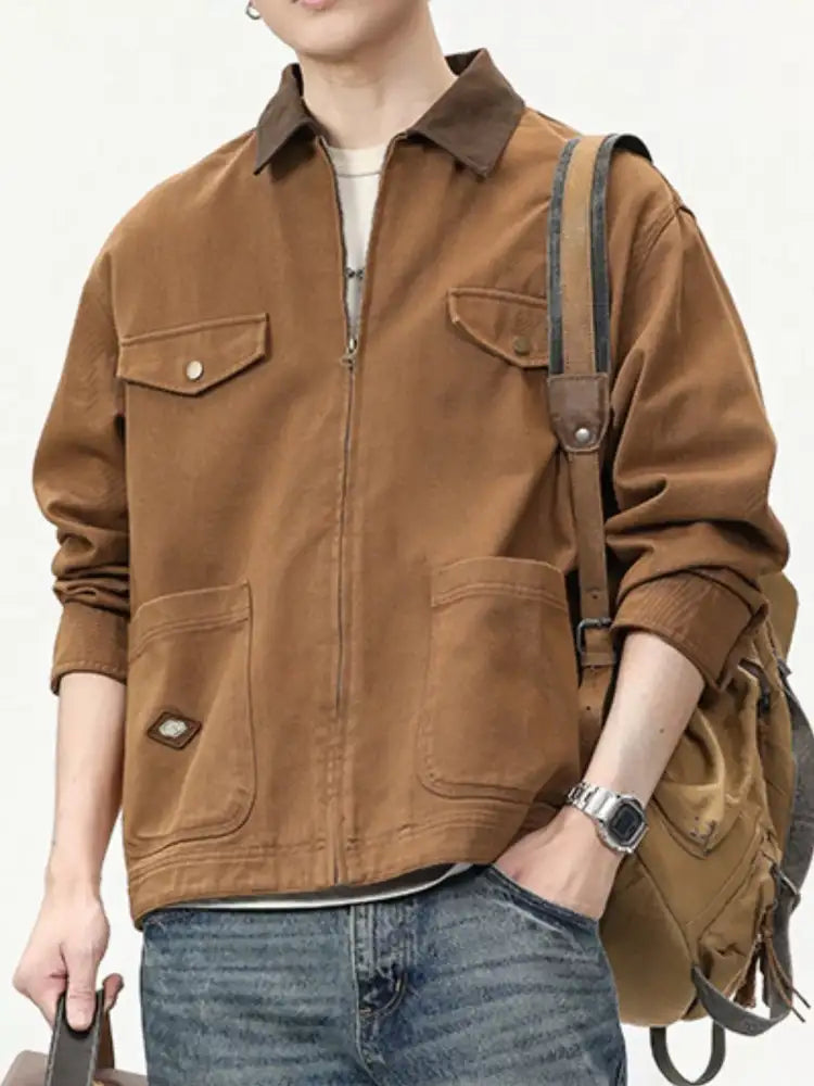 Men’s Full Size Zip-Up Long Sleeve Jacket Plus