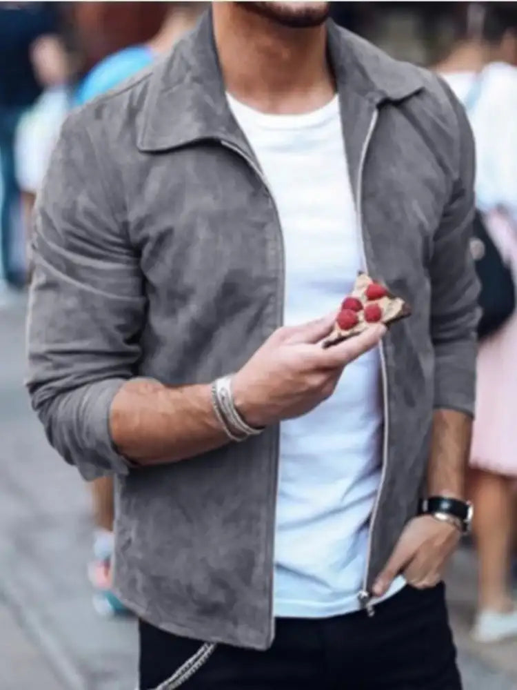 Men’s Full Size Zip Up Long Sleeve Jacket Plus