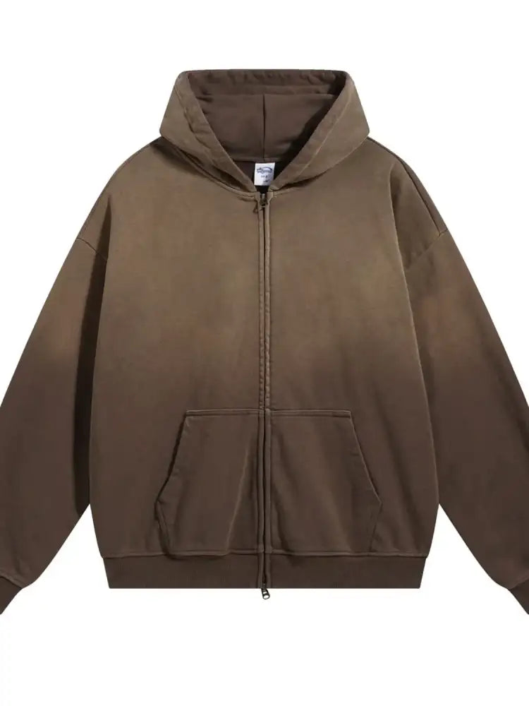 Men’s Gradient Zip Up Drop Shoulder Hoodie