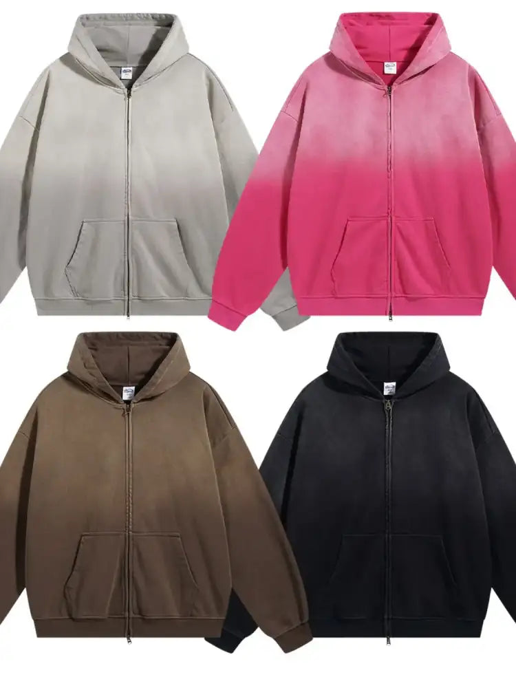 Men’s Gradient Zip Up Drop Shoulder Hoodie
